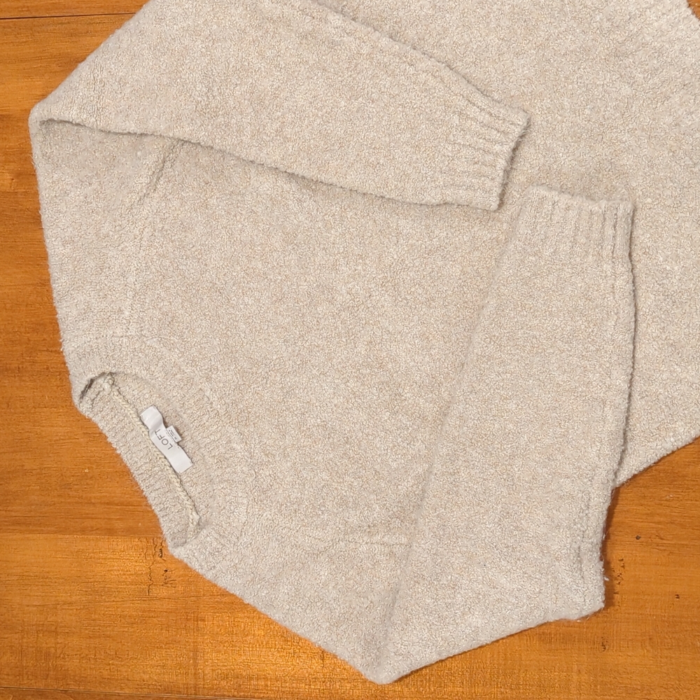 LOFT Fuzzy Cream Sweater, Size Medium